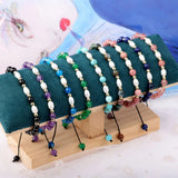 Natural Stone Pearl Bracelet Amethyst Multicolor Crystal Adjustable Bracelet