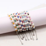 Natural Stone Pearl Crystal Beads Braided Bracelets for Women
