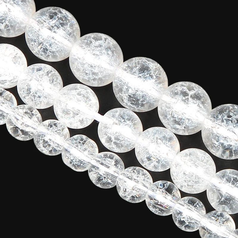 Natural Stone Snow Cracked Glass Loose Bead 4/6/8/10/12MM