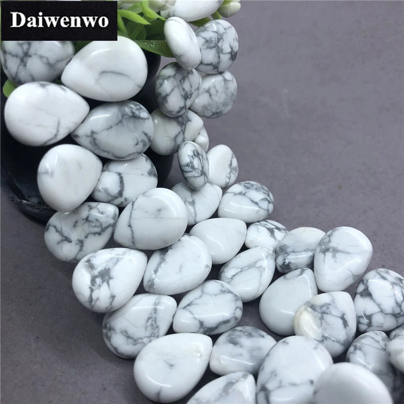 Natural Turquoise Stone Flat Water Drop Shape for DIY Jewelry