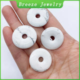 Natural Stone Turquoise Safety Button Necklace Pendant