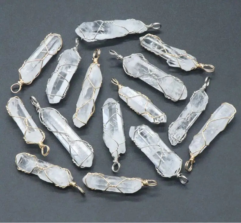 Irregular Rock Crystal Charms Clear Quartz Pendants