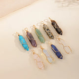 Stone Wire Wrapped Quartz Hexagonal Prism Charms