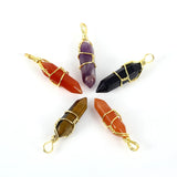 Quartz Prism Healing Crystal Charms Pendants for Jewelry Making