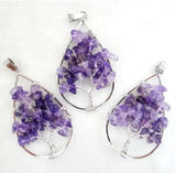 Natural Stone Wisdom Tree Turquoises Quartz Crystal Pendant