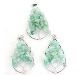 Natural Stone Wisdom Tree Turquoises Quartz Crystal Pendant