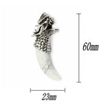 Stone Wolf Tooth Pendant Necklace Dragon Head Charm Jewelry