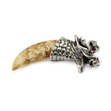 Stone Wolf Tooth Pendant Necklace Dragon Head Charm Jewelry