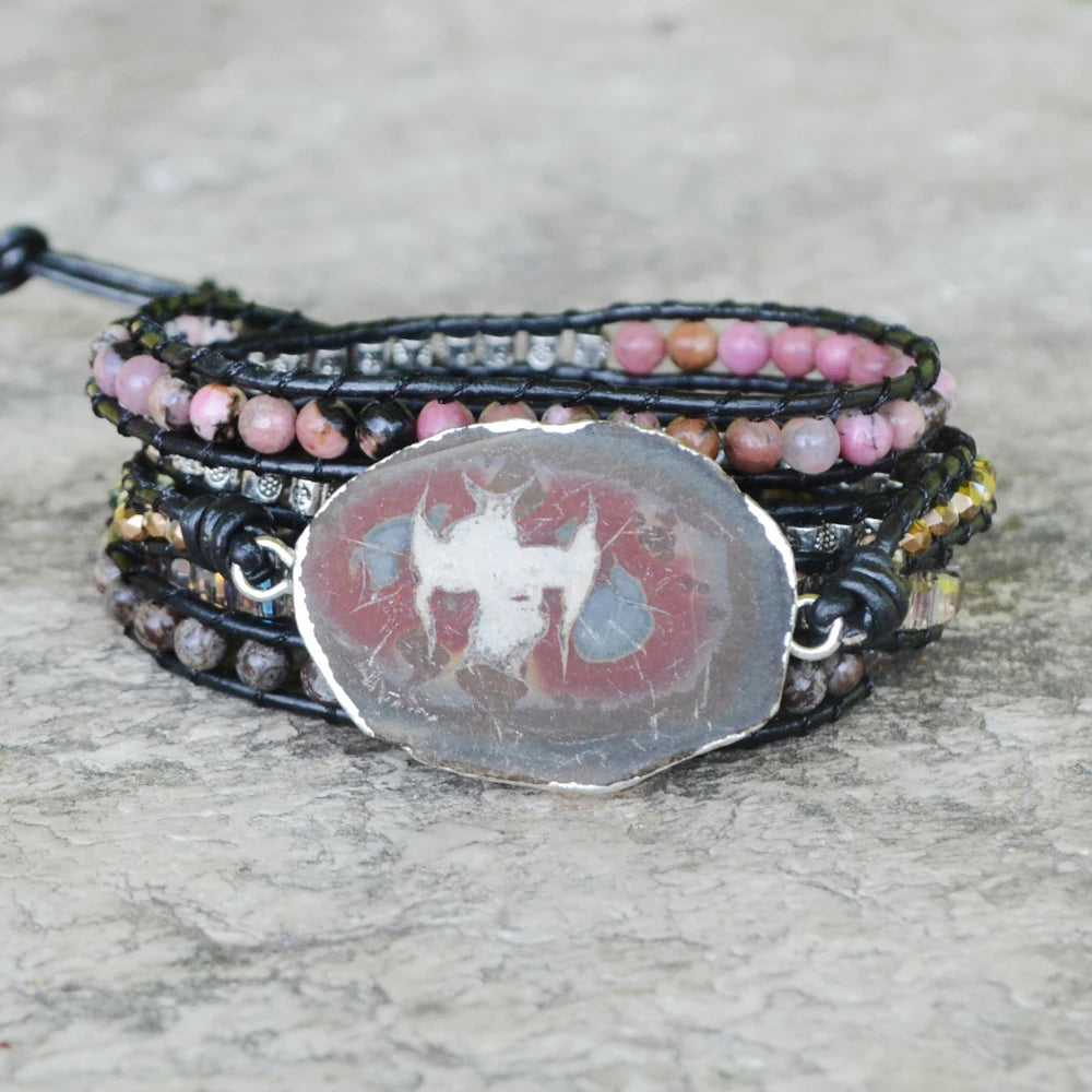 Vintage Charm Natural Stone Women Beads Wrap Bracelet