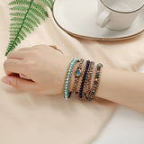 Stone Wrap Bracelet Turquoises Agates Beads for Women Crystal Jewelry
