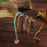 Stone Wrap Bracelet Turquoises Agates Beads for Women Crystal Jewelry