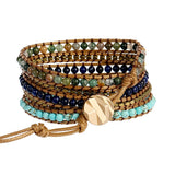 Stone Wrap Bracelet Turquoises Agates Beads for Women Crystal Jewelry