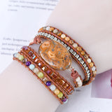 Natural Stone Wrap Bracelet Boho Style Braid Leather Jewelry