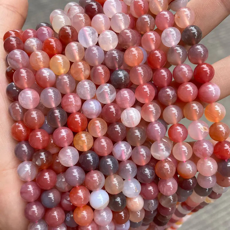 Colorful Agates Beads 6mm 8mm 15'' Strand Round Loose Gemstones DIY Jewelry