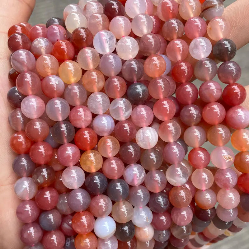 Colorful Agates Beads 6mm 8mm 15'' Strand Round Loose Gemstones DIY Jewelry