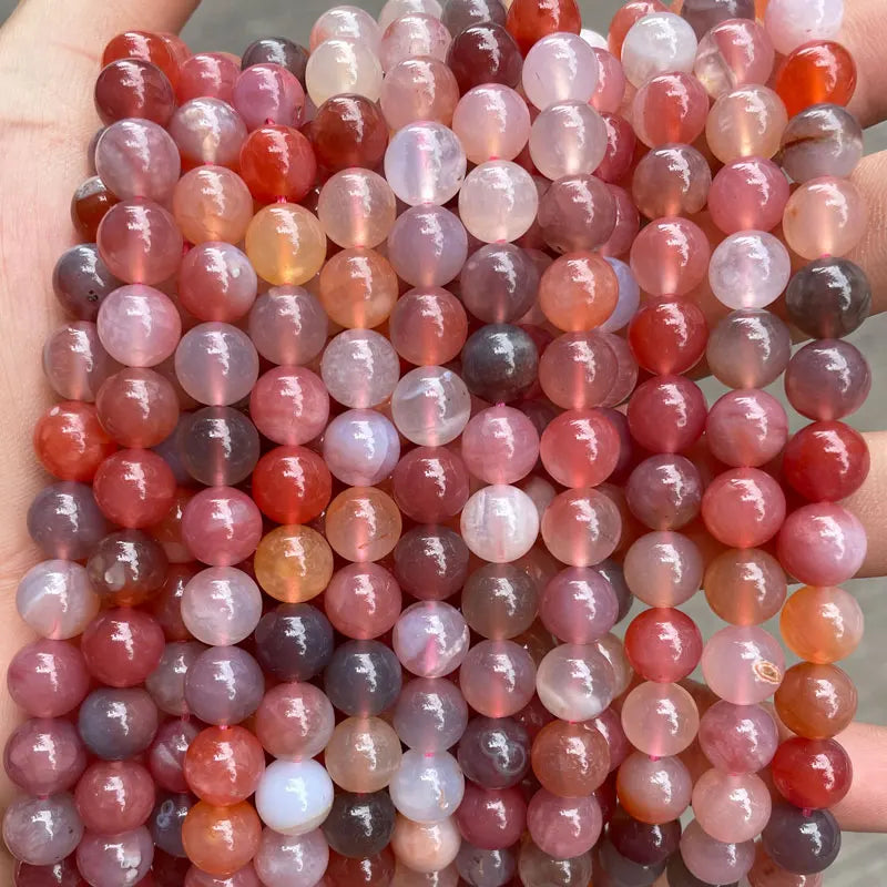 Colorful Agates Beads 6mm 8mm 15'' Strand Round Loose Gemstones DIY Jewelry