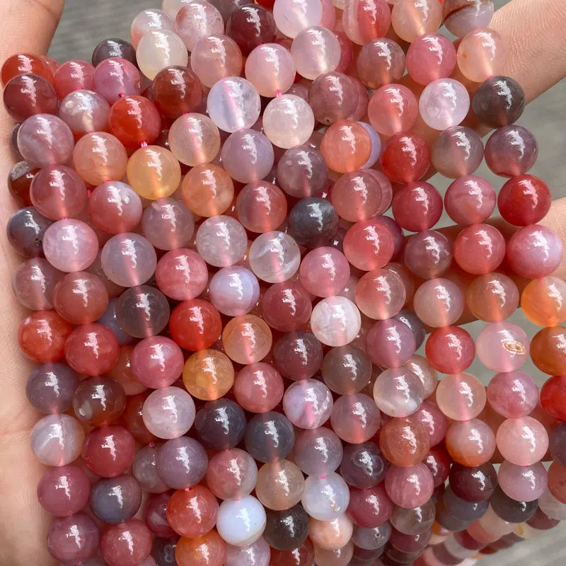 Colorful Agates Beads 6mm 8mm 15'' Strand Round Loose Gemstones DIY Jewelry