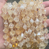 Citrine Beads 10mm Faceted Rhombus Shape Gemstone Crystal Beads 15'' Strand