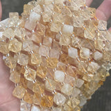 Citrine Beads 10mm Faceted Rhombus Shape Gemstone Crystal Beads 15'' Strand