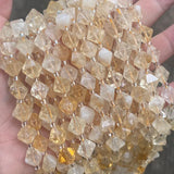 Citrine Beads 10mm Faceted Rhombus Shape Gemstone Crystal Beads 15'' Strand