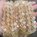 Citrine Beads 10mm Faceted Rhombus Shape Gemstone Crystal Beads 15'' Strand