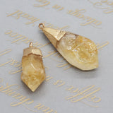 Natural Stone Yellow Crystal Pendant Earrings Necklace Set