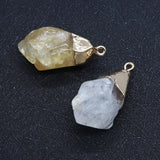 Natural Stone Yellow Crystal Pendant Earrings Necklace Set
