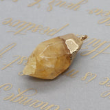 Natural Stone Yellow Crystal Pendant Earrings Necklace Set