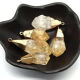 Natural Stone Yellow Crystal Pendant Earrings Necklace Set