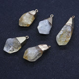 Natural Stone Yellow Crystal Pendant Earrings Necklace Set