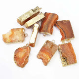 Yellow Crystal Tooth Cluster Pendants Rough Charms 6Pcs