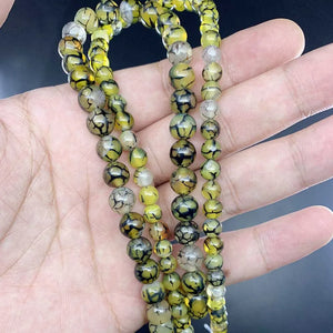 Yellow Dragon Veins Agates Beads Round for Jewelry Making 6-10MM