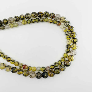 Yellow Dragon Veins Agates Beads Round for Jewelry Making 6-10MM