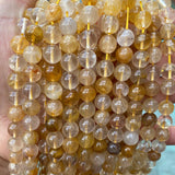 Yellow Quartz Crystal Round Beads 6-12mm for Jewelry Making DIY
