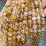 Yellow Quartz Crystal Round Beads 6-12mm for Jewelry Making DIY