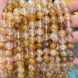 Yellow Quartz Crystal Round Beads 6-12mm for Jewelry Making DIY