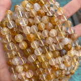 Yellow Quartz Crystal Round Beads 6-12mm for Jewelry Making DIY
