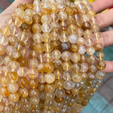 Yellow Quartz Crystal Round Beads 6-12mm for Jewelry Making DIY