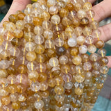 Yellow Quartz Crystal Round Beads 6-12mm for Jewelry Making DIY
