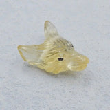 Yellow Quartz Carved Wolf Head Pendant Necklace