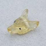 Yellow Quartz Carved Wolf Head Pendant Necklace