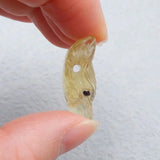 Yellow Quartz Carved Wolf Head Pendant Necklace