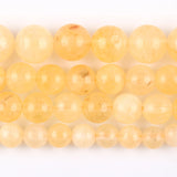 Yellow Quartz Jades Jaspers Matte Faceted Crystal Round Beads