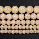 Yellow Quartz Jades Jaspers Matte Faceted Crystal Round Beads