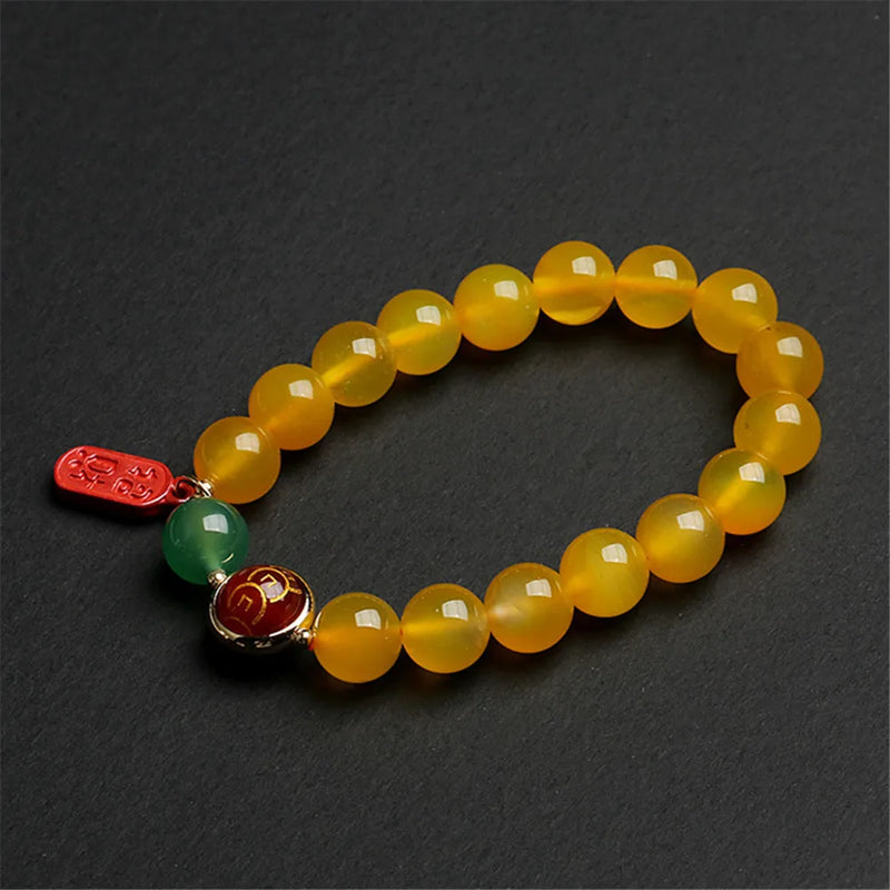 Vintage Chinese Style Agate Bracelet Charm Chain Jewelry Gift