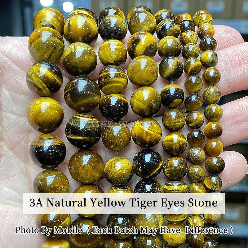 Natural Stone Yellow Red Tiger Eye Bead Round Loose Spacer Beads