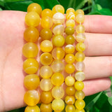 Yellow Sardonyx Agates Beads Round Loose Spacer Beads 15''