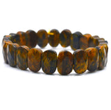 Yellow Tiger Eye Bracelet Elastic Cord Faceted 8x14mm