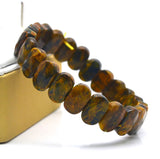 Yellow Tiger Eye Bracelet Elastic Cord Faceted 8x14mm