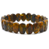 Yellow Tiger Eye Bracelet Elastic Cord Faceted 8x14mm